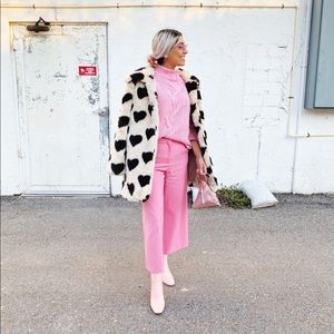 Heart Print Faux Coat